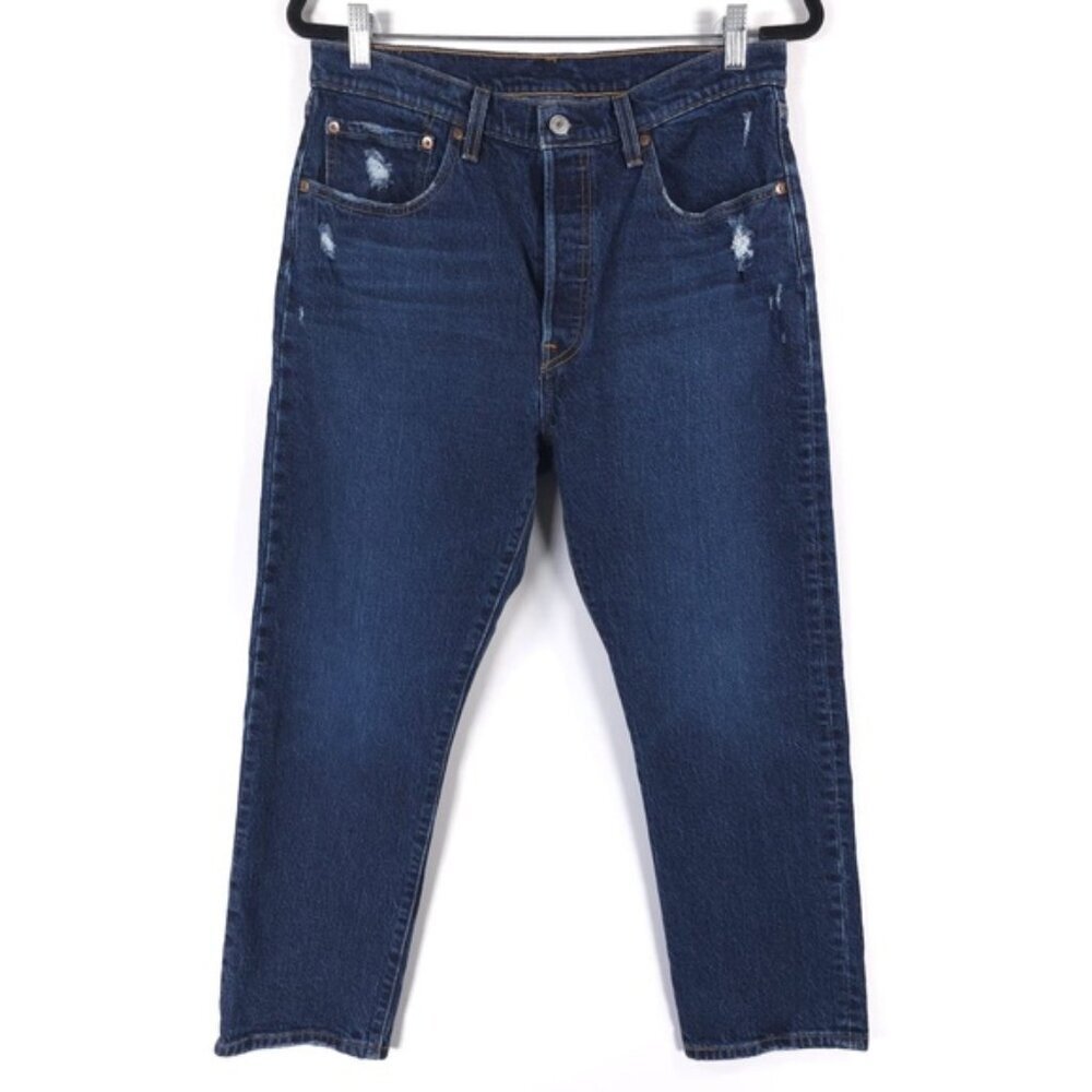 Levi’s 501 Button Fly Jeans Crop Semi Distressed 36200-0184 Size W31 L26 - Picture 1 of 13